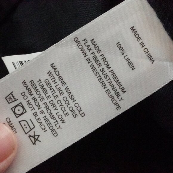 Quince Linen Pull On Pants Womens Medium Black Pull On Stretch Straight Leg - Picture 5 of 11